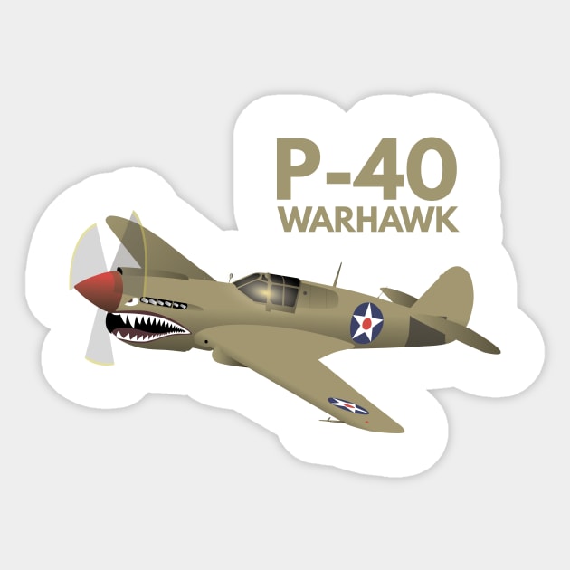 WW2 P-40 Warhawk Airplane Sticker by NorseTech